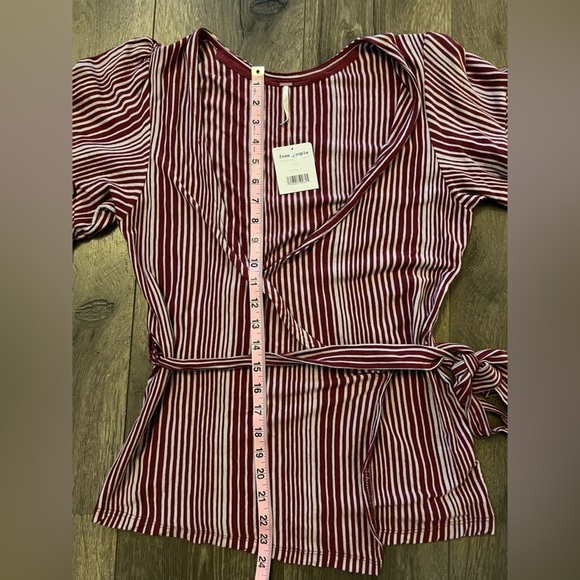 Free People Red Flutter Sleeve Wrap Blouse - Picture 9 of 10